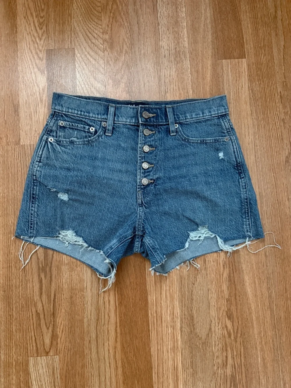 GAP 99% Cotton Blue High-Rise Button-Fly Denim Shorts
